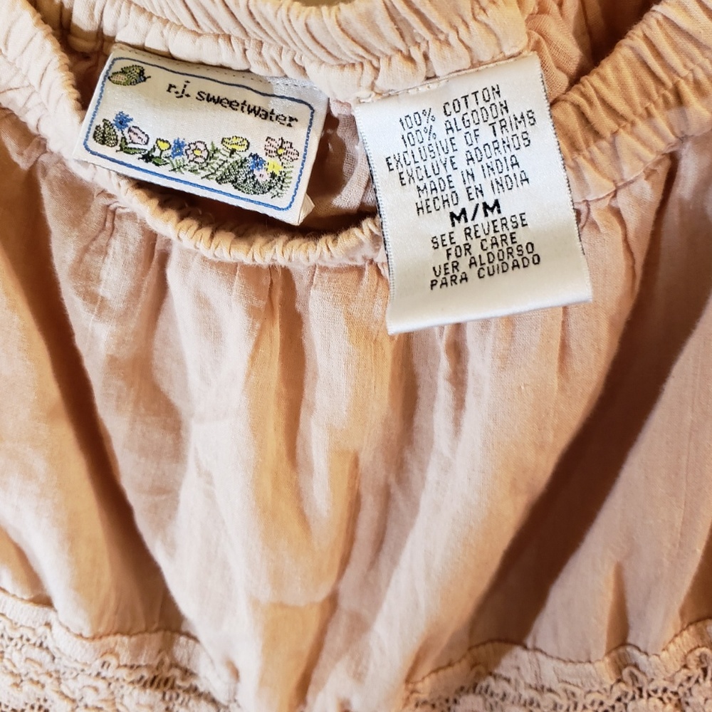 Flowing Latte Colored Ombre Long Skirt with Lace - Picture 4 of 4